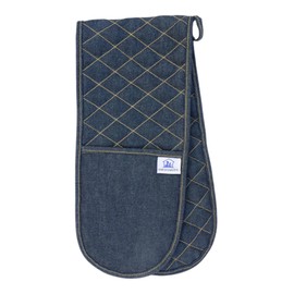 Sterling Sports®DOUBLE OVEN GLOVES MITT 100% COTTON FLORAL NOVELTY KITCHEN COOKING New Range (Denim Gloves)