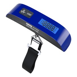Luggage Scale: Dr.meter Travel Essentials Backlight LCD Display Portable Digital Hanging Baggage Scale for Travel, Suitcase Weight Scale with Temperature Sensor, 110 Pounds, Battery Included - Blue