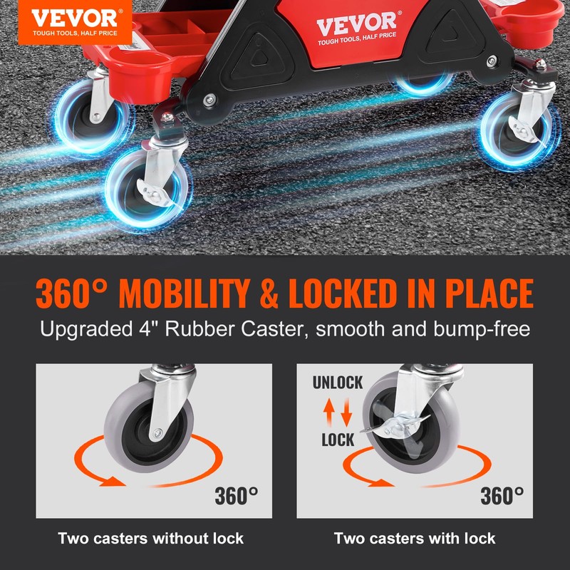 VEVOR Mechanic Stool 300 LBS Capacity Garage Stool Gift for