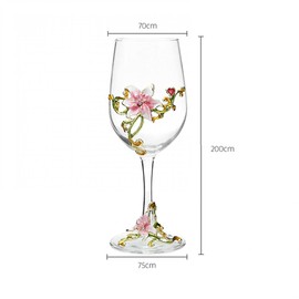 XUDREZ Weinglas-Set, handgefertigt, bemalt, Emaille, Blume, Gin-Ballon, Rotweinglas, 2er-Set, Geburtstagsgeschenke für Frauen, Mutter, Freunde, Muttertag, bleifrei (rosa Lilie (2er-Set)