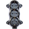 Socket fix, retro, 3-way, 16A-250V, surface-mounted, brass, thick, black, retro