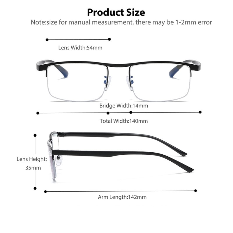 KISSOUL Photochromic Progressive Multifocus Reading Glasses Anti-blue Light Transition Multifocal
