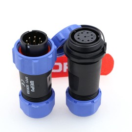 DRRI Weipu IP68 Weatherproof Connections Threaded Connector SP21 9Pin Male Plug SP2110/P Female Socket SP2111/S with Dust Cap in-line Cable for Outdoor use