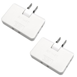 F-FACTORY FE-ETP-C3W-2P Power Strip Snap Tap Corner Tap (3 Outlets) Swing Plug White Set of 2