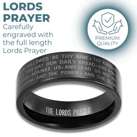 Willis Judd Mens Ring With The Lords Prayer Tungsten 8mm In Velvet Ring Box Size W