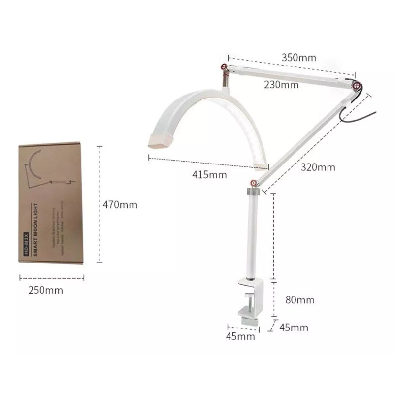 Nunimex Lampara Led Mediana Luna 20w Para Uñas, Pestañas, Escritorio
