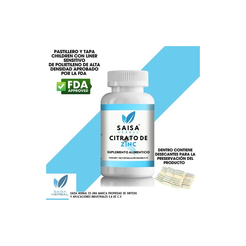 Citrato De Zinc Con 120 Cápsulas | Suplemento Alimenticio |