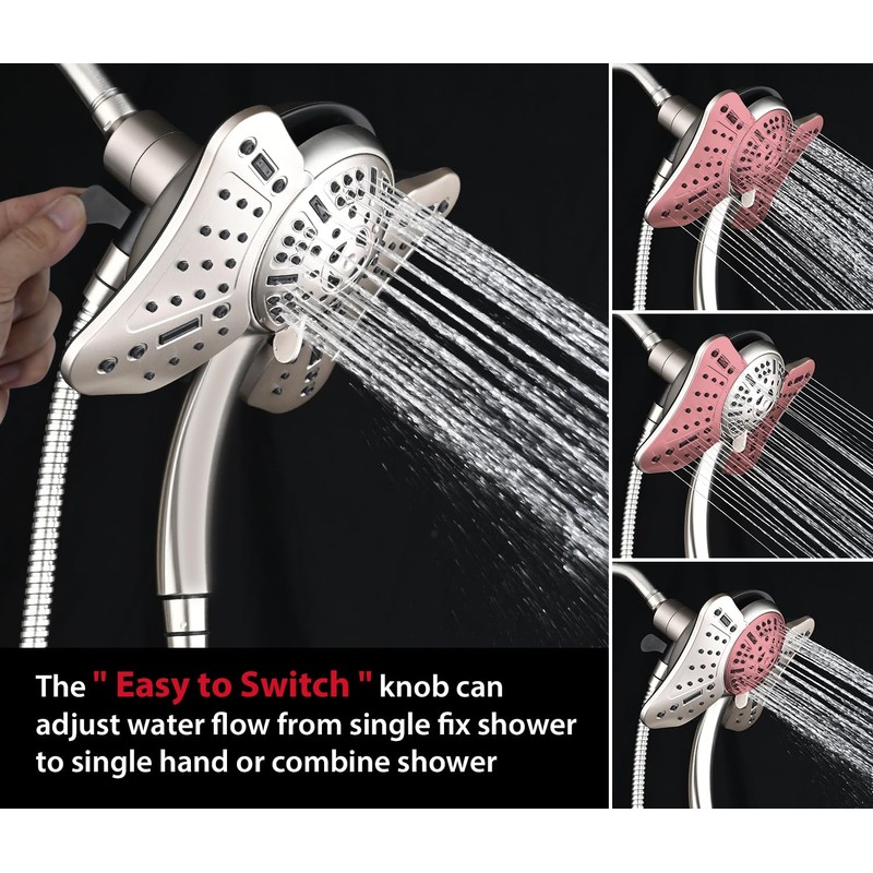 GRICH 2.5GPM Shower Heads with Handheld Spray Combo: 2 in