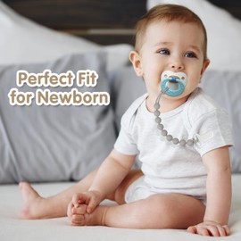 Pacifier Clips, 6-Pack Silicone Pacifier Holder Clip with Stylish Round Design, 100% Food Grade Silicone, Safe Essentials for Newborns Baby Boys and Girls