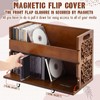 CroBlissful 2-Tier Wooden CD Storage Holder, Cutout Brown CD Display