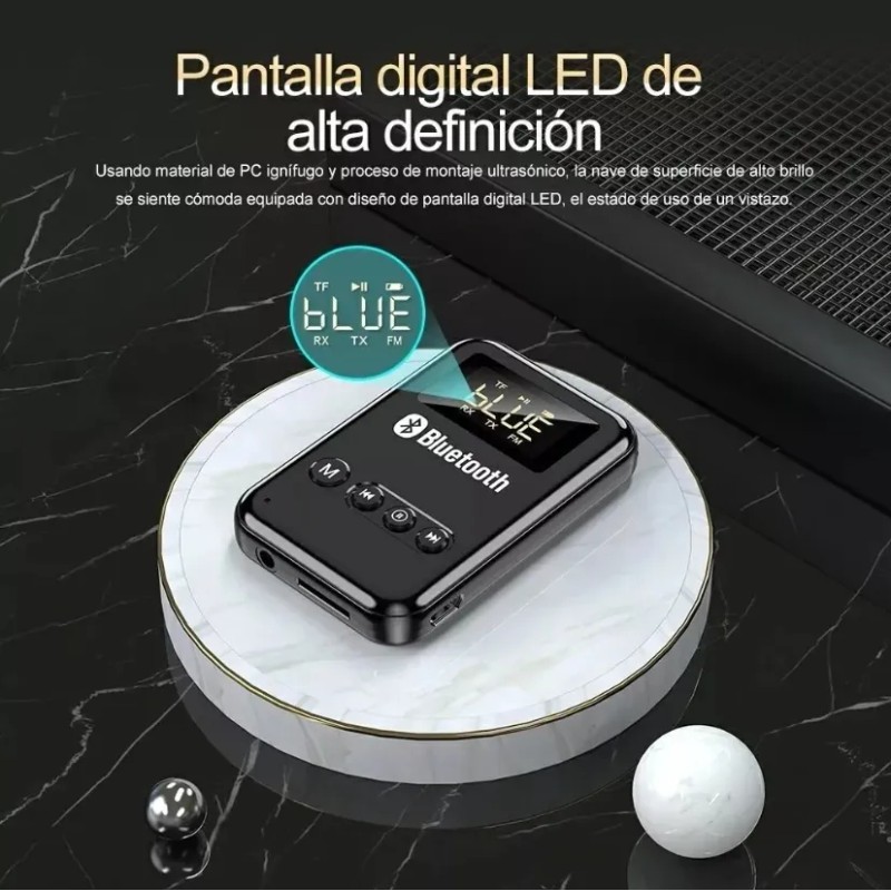 Transmisor Receptor Bluetooth 5.0 QYJU Aux Jack 3.5mm Negro Para