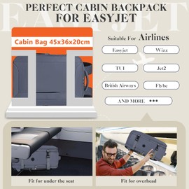 Hayayu for Easyjet Cabin Bag 45x36x20, Waterproof Underseat Cabin Bag Travel Backpack, Carry on Hand Luggage Bag With Charging Port and Anti Theft Pocket