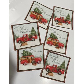 ironons.us Christmas Trucks and Station Wagon with Christmas Tree- Iron On Fabric Appliques