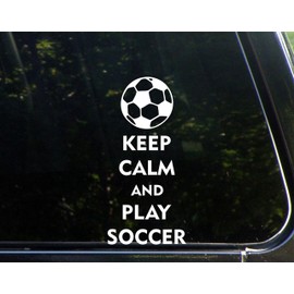 Sweet Tea Decals Keep Calm and Play Soccer - 3 1/2"x 8" - Vinyl Die Cut Decal/Bumper Sticker for Windows, Trucks, Cars, Laptops, Macbooks, Etc.