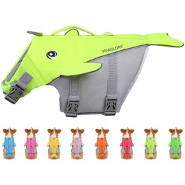 VIVAGLORY Dog Life Vest for Puppy Small Medium Large Dogs, Easy on & Off Sports Style Life Jackets for Dogs with Adjustable Nylon Straps, Bright Yellow