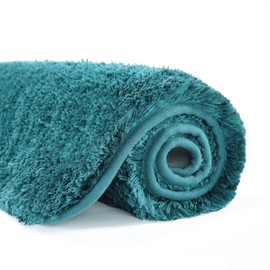 Suchtale Bath Rug for Bath Non Slip Water Absorbent Soft Microfiber Shaggy Bathtub Mat Machine Washable Thick Plush Shower Mat - Teal (20 x 32)