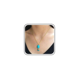 Inilbran Boho Turquoise Choker Necklace Gold Turquoise Gemstone Necklace Choker Vintage Turquoise Pendant Necklace Natural Blue Stone Necklace Jewelry for Women and Girls