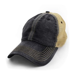 Blank Trucker Hat, Vintage Salt-Wash™, Black