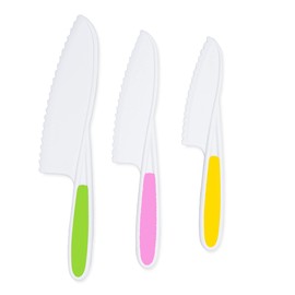 DRIRO Kid Knives 3 Piece Nylon Kitchen, Kid Safe Knives, Kids Knives for Real Cooking, Toddler Knives Kids Knife Set for Cooking and Baking Kid Friendly Knives - (Tricolor)