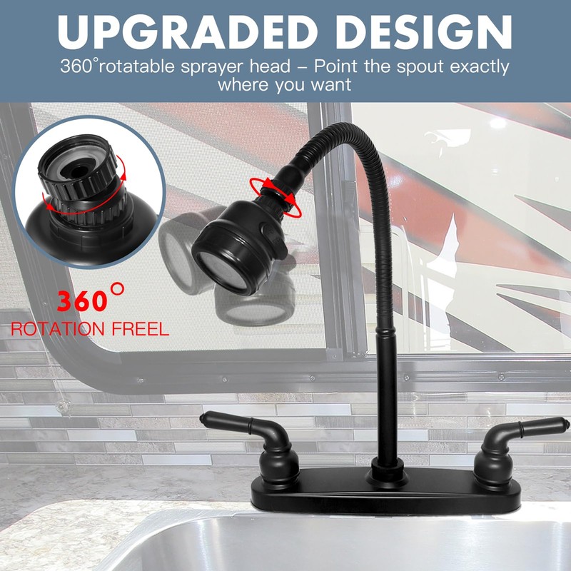 RV Kitchen Faucet,Camper RV Kitchen Sink Faucet Replacement with 2