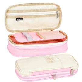 LSXD Estuche para Lápices de Grande Capacidad, Lapiceras Organizadoras Expandible, Lapiceras Escolares Aesthetic para Niños, Cartucheras Portátil Oficina Bolsa para Lapices/Colores/Maquillaje(Rosa)