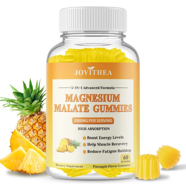 Magnesium Malate Gummies 1000mg, with L-Theanine, CoQ10 & Vitamin B6,