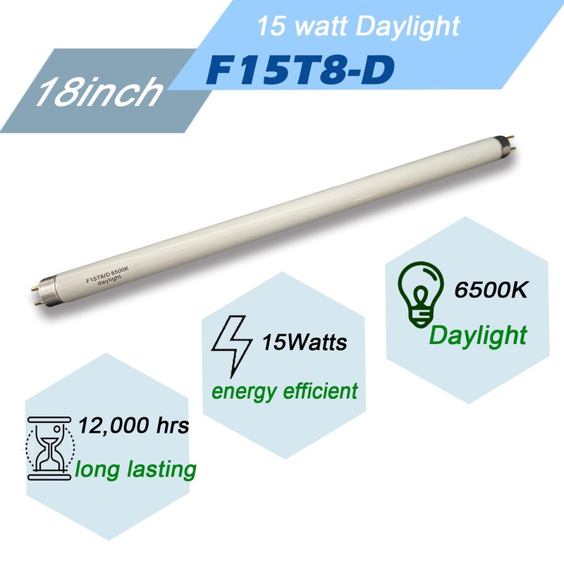 Flyercatch F15T8-D Daylight 15W Fluorescent Bulb,18'' F15T8/DL 6500K Bright White