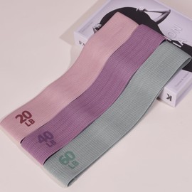 Resistance Bands 3 Sets Cotton Polyester Bands with Non-Slip Design for Hips & Glutes 3 Resistance Level Workout Booty Bands for Women Home Training,Fitness,Yoga（ Pink, Purple, Green)