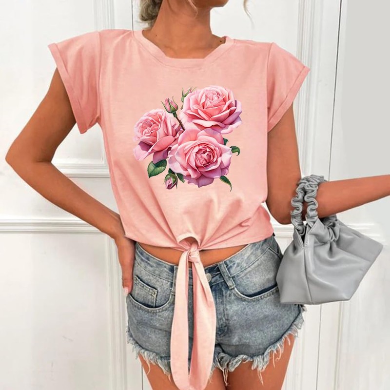 4Pcs Flower Iron on Patches for Clothing Pink Butterfly Flower