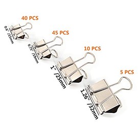 Binder Paper Clips, Assorted Sizes Set (Mini, Small, Medium, Large) for Office School and Home Supplies (Silver)