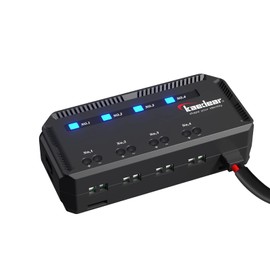 Kaedear KDR-E1 Plastic Black Accessories ACC Power Supply for Motorcycles Relay Power Distributor Branch 4 Output Line Fuse Protection Circuit Block Box Holder Direct Connection Max 20A Junction Power Relay