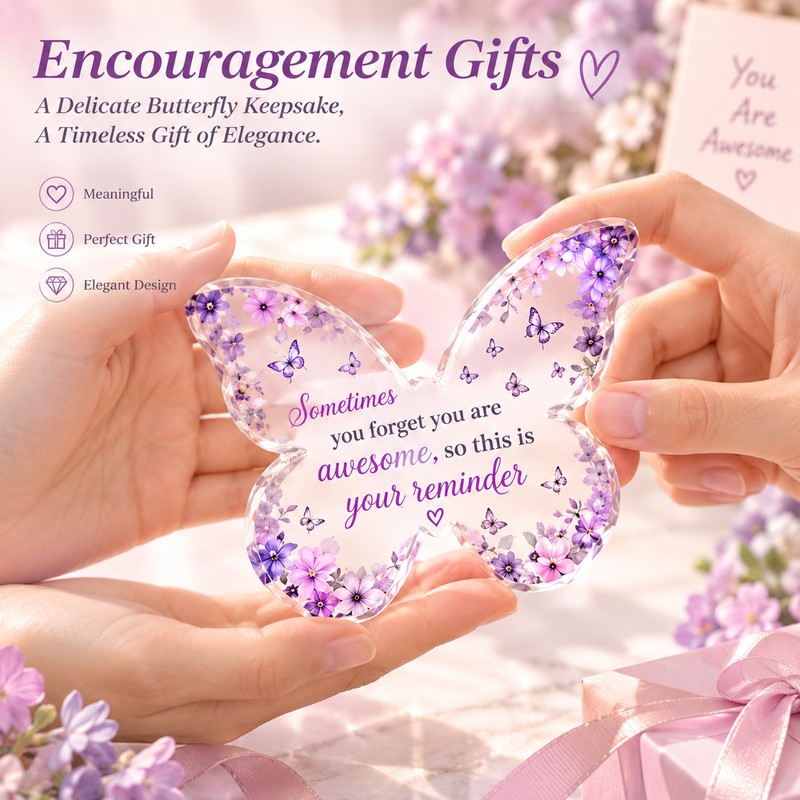 Purple Butterfly Acrylic Decoration for Inspirational Gifts – 2D Floral