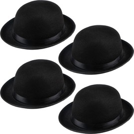 SGBETTER 4 Pack Child Black Bowler Hats Derby Hat Bowler Top Hat for Kids Dress up Party Costume Accessories