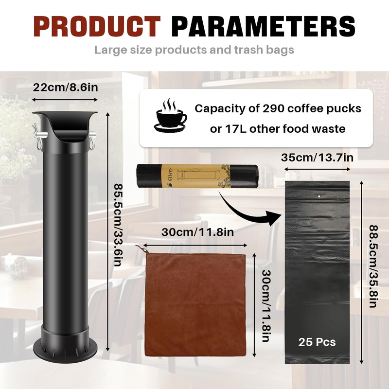 Gliery Espresso Coffee Knock Box for Barista Commercial Knock Box