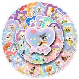 Cute Pet Stickers for Laptop (50 PCS),Gift for Children Teens Adults Girl Boys,Waterproof Stickers for Water Bottle,Dogs and Cats Vinyl Stickers for Scrapbook,Skateboard,Bike,Phone,Dairy