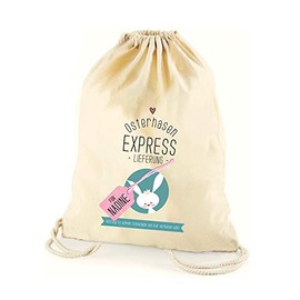 Drawstring Bag "Easter Bunny Express Delivery" with Name Gift Bag ♡Bag ♡Rabbit ♡Easter ♡Drawstring