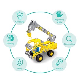 Ferthor Fun 7 in 1 STEM Toys,Erector Set for Boys Age 8-12,Learning Engineering Kids Building Blocks Model Kits,Metal Construction Toys for Kids 8 9 10 11 12+ Year Old(180PCS No Motor)