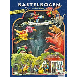Die Bremer Stadtmusikanten Bastelbogen Märchen für Kinder ab 6+ Jahre Räuberhaus zum Ausschneiden und Basteln aus Papier Papiermodelle zum Spielen