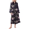 Lavenderi Women's Long Classic Satin Kimono Lounge Bathrobe Robe(XL,Black AOP)
