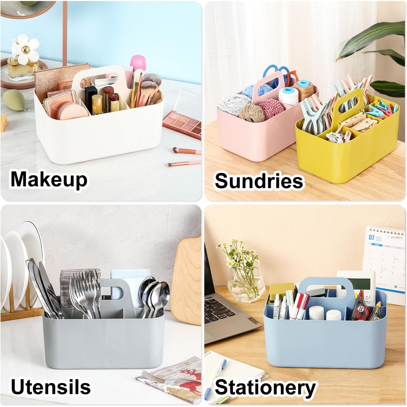 Multiuse Caddy Organizer with Handle - Stackable Plastic Tote Bin