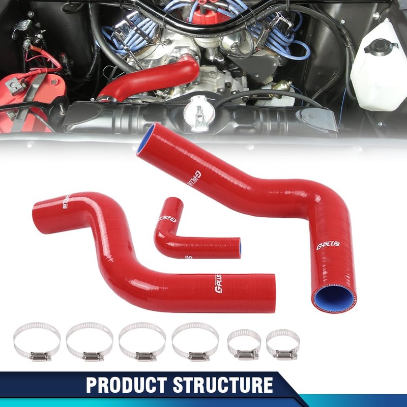 PIT66 Lower Upper Red Radiator Silicone Hose Compatible with 1964