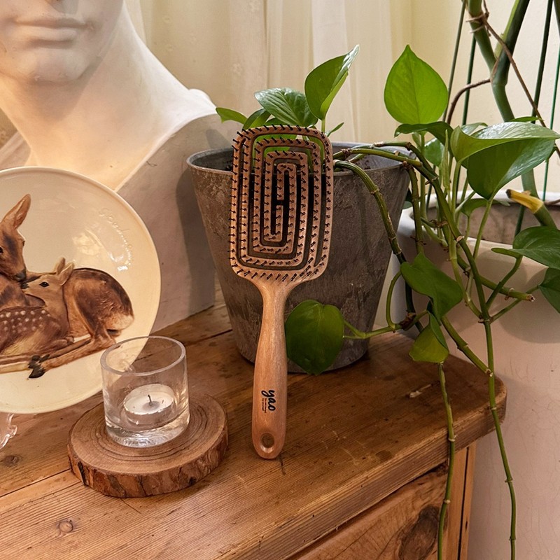 Yao Hairbrush [Wood Square Sensitive] Hypoallergenic scalp massage cleansing dry