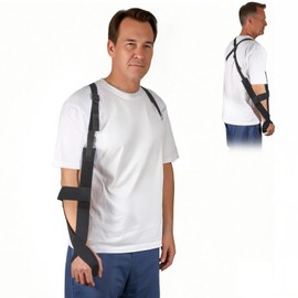 Cnosky 5702957 Arm Sling, Adjustable shoulder Strap with 4-Lab Lock, Breathable fabric for All-Day Comfortable, Black (Large: Height 5'10"-6'4",Weight 180-235 lb)
