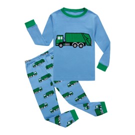 KikizYe Kids Garbage Truck Pajamas Little Boys Long Sleeve Cotton Pjs Toddler Trash Truck Jammies Size 3T