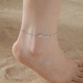FineryGal Silver Paw Print Ankle Bracelet for Women Anklet Gift Cross Chain Pet Stainless Steel Anniversary Birthday