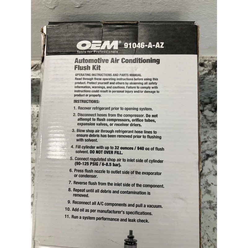 OEM Tools 91046-A-AZ A/C System Flush Kit Removes Oil And