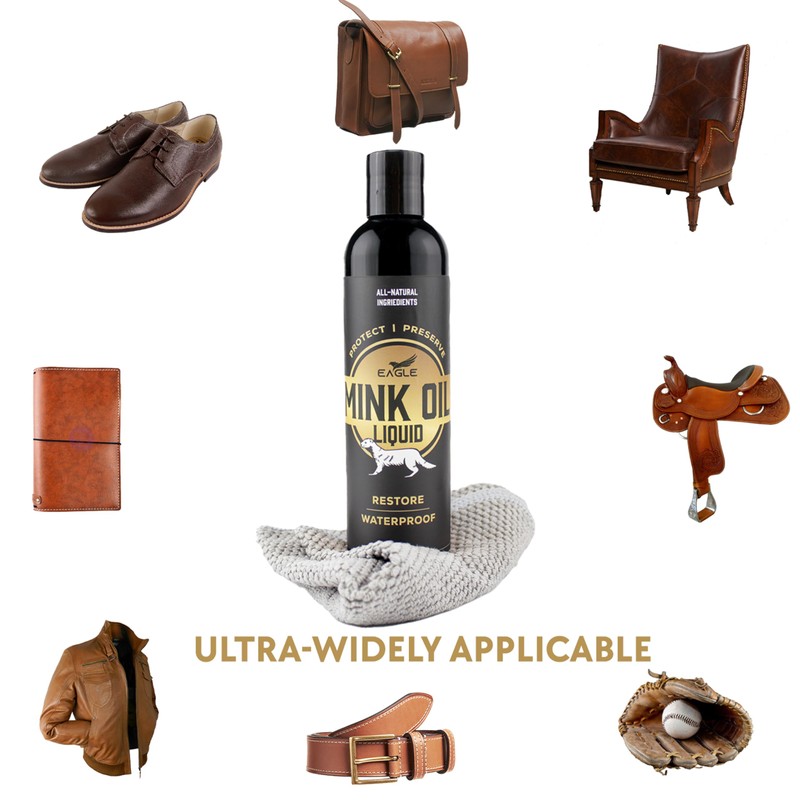 Eagle Mink Oil Liquid Leather Conditioner 8oz with Cloth Applicator