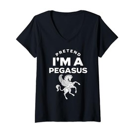 Womens Pretend I'm A Pegasus Costume Funny V-Neck T-Shirt