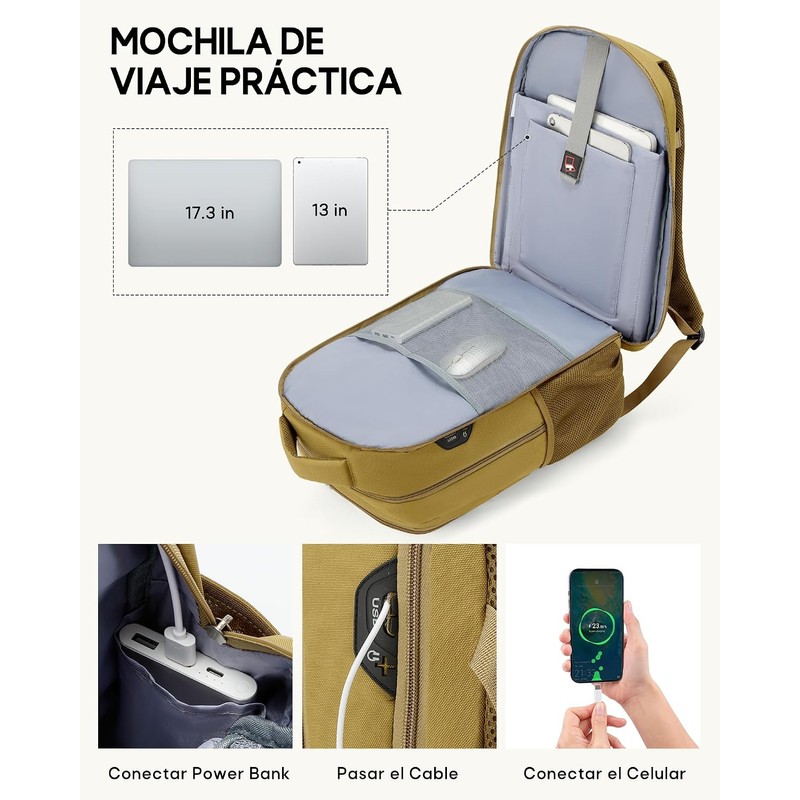 RAINSMORE Mochilas para Hombre con Lonchera Mochila para Laptop 16
