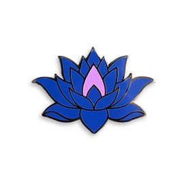 Pinsanity Black Lotus Flower Enamel Lapel Pin, 1.25 inch, Copper, no gemstone